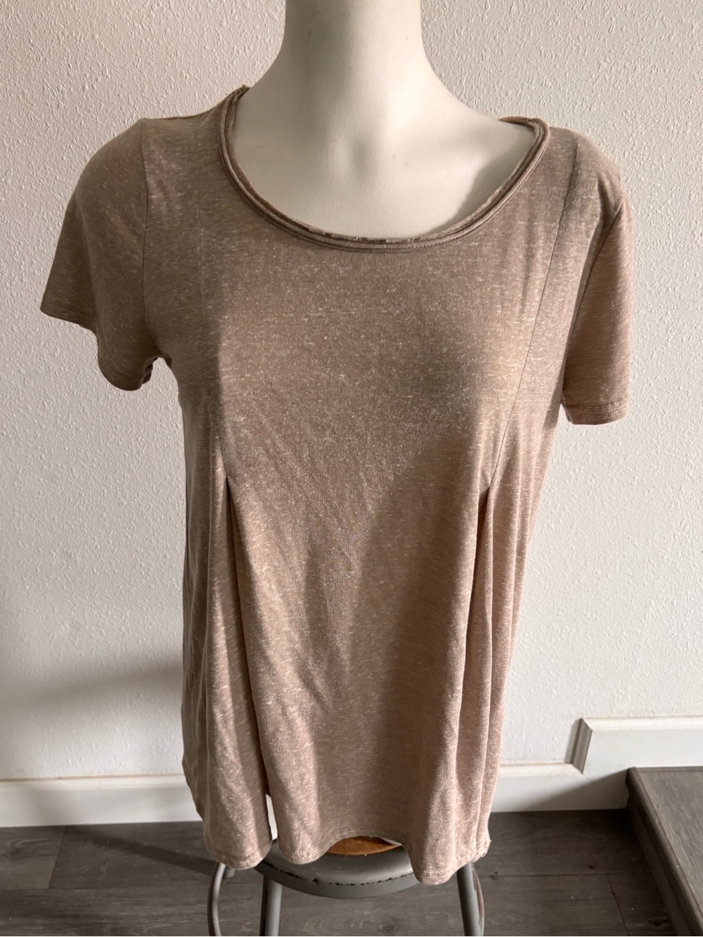 Taupe Short-Sleeve Scoop Neck Top